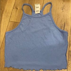 cropped blue tank top, no use, light material